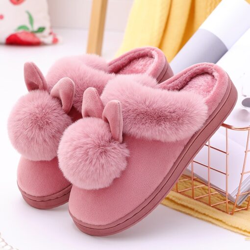 Girls Lovely Rabbit Ears Soft Plush Slippers - Image 12