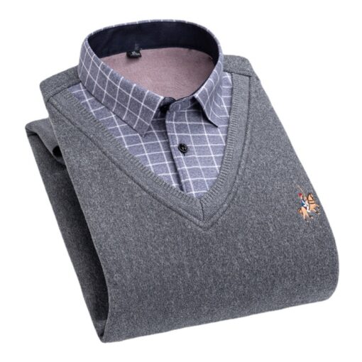 2 in 1 Plaid V-Neck Sweater - Image 10