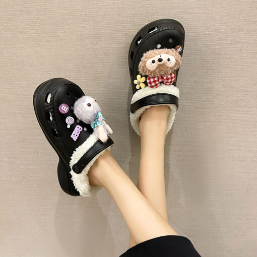 Furry Decoration Plush Clogs - Image 9