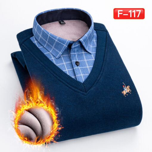 2 in 1 Plaid V-Neck Sweater - Image 8