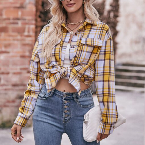 Casual Plaid Long Sleeve Shirts - Image 5