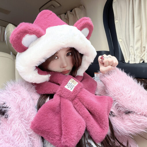 Cute Winter Warm Bear Plush Hat - Image 6