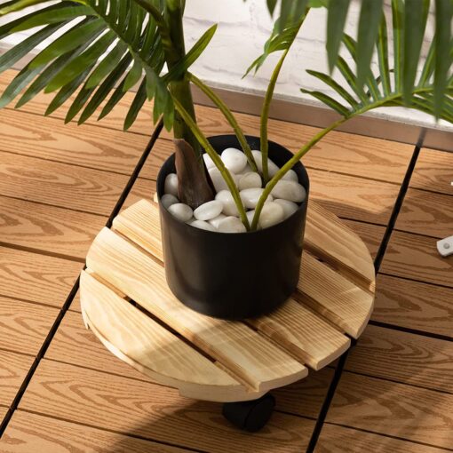 Wood Plant Stand on Wheels - Image 9