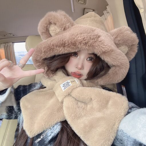 Cute Winter Warm Bear Plush Hat - Image 3