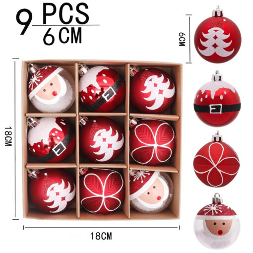 9PCS Christmas Ball Pendant 6CM Christmas Decorations - Image 2