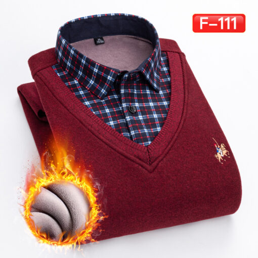 2 in 1 Plaid V-Neck Sweater - Image 5