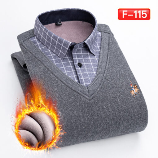 2 in 1 Plaid V-Neck Sweater - Image 6