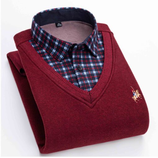 2 in 1 Plaid V-Neck Sweater - Image 15