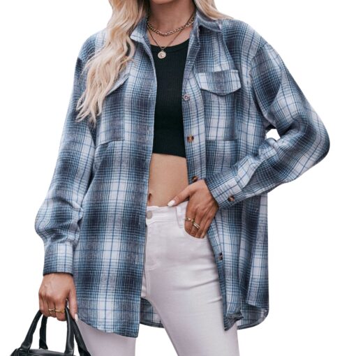 Casual Plaid Long Sleeve Shirts - Image 23