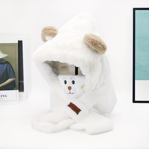 Cute Winter Warm Bear Plush Hat - Image 10