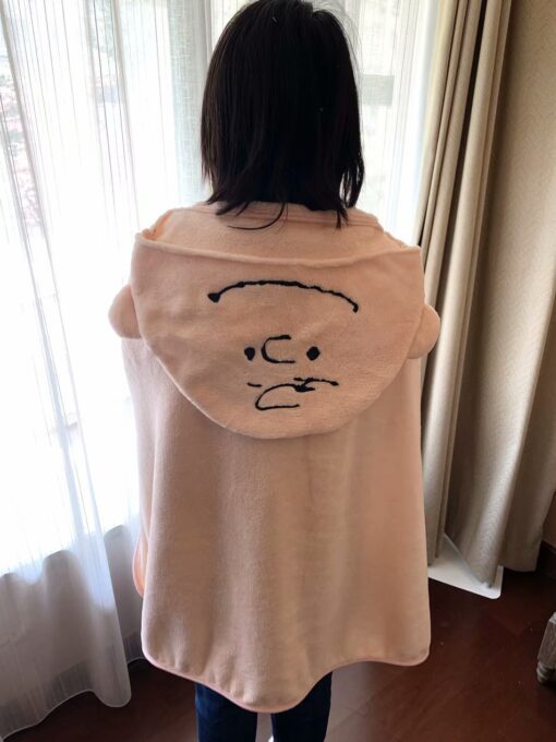 100 * 80cm Cartoon Coral Fleece Hooded Cape - Image 2