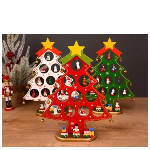 Wooden Christmas Tree with Mini Drop Ornaments - Image 6