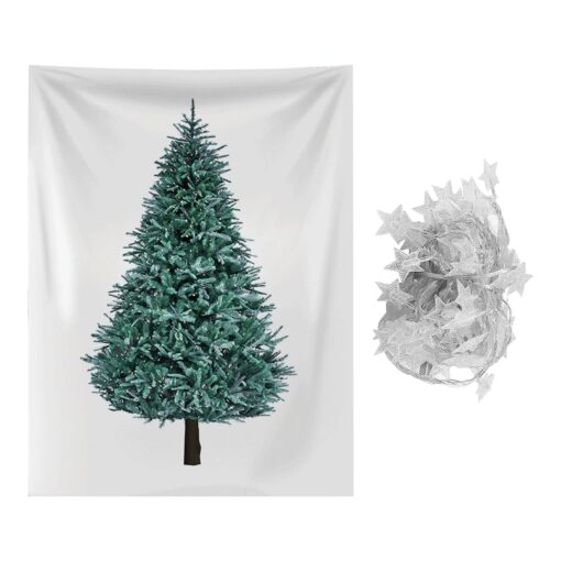 Christmas Tree Wall Hanging Cloth with 10M String Light Tapestry - Image 14