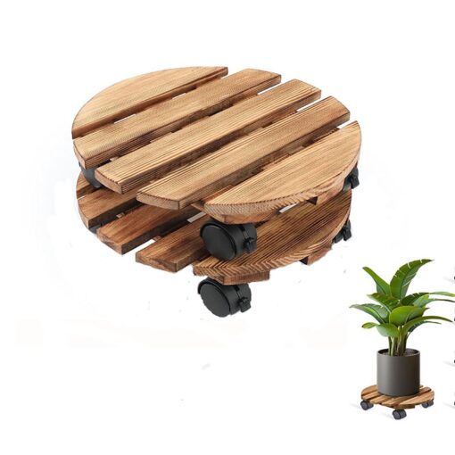 Wood Plant Stand on Wheels