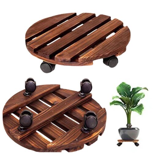 Wood Plant Stand on Wheels - Image 10