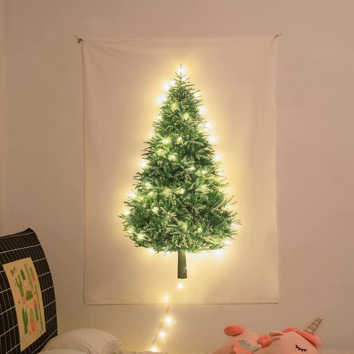 Christmas Tree Wall Hanging Cloth with 10M String Light Tapestry - Image 3