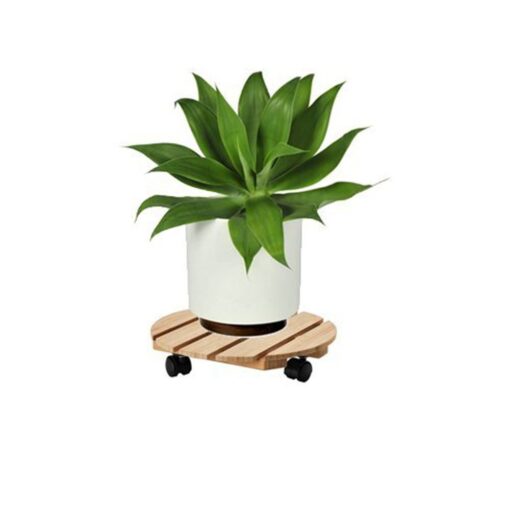 Wood Plant Stand on Wheels - Image 3