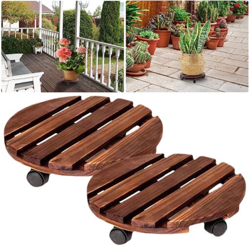 Wood Plant Stand on Wheels - Image 16