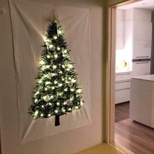 Christmas Tree Wall Hanging Cloth with 10M String Light Tapestry - Image 22