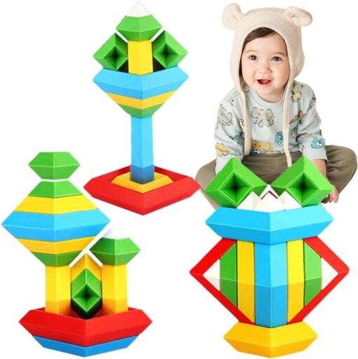 Stackable Geometric Pyramid Building Blocks - Image 4