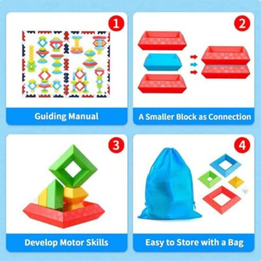 Stackable Geometric Pyramid Building Blocks - Image 7