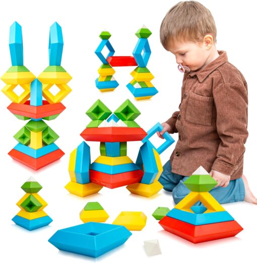 Stackable Geometric Pyramid Building Blocks - Image 12