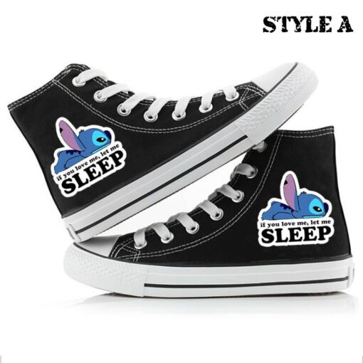 Cartoon Printed High Top Canvas Trainers - Image 2