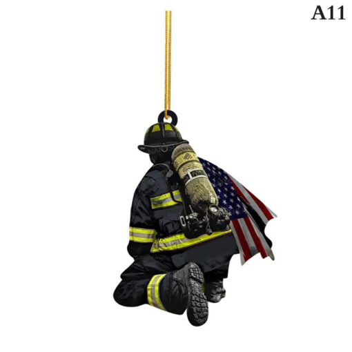 Acrylic Christmas Firefighter Pendant - Image 11