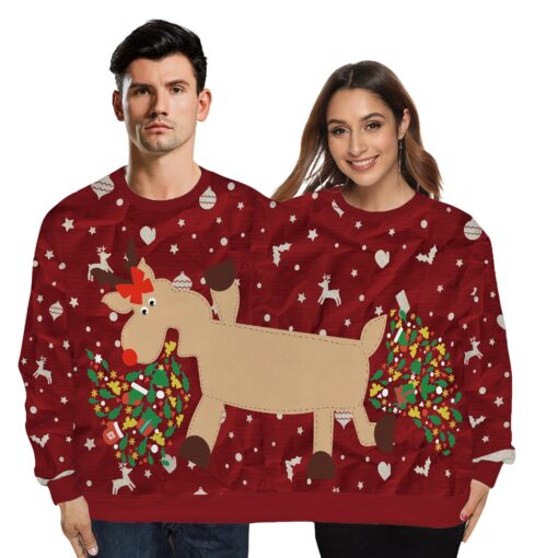 Funny Couple 3D Print Christmas Sweater - Image 2