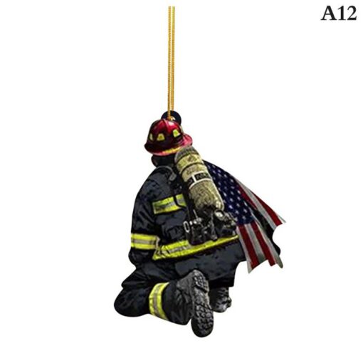 Acrylic Christmas Firefighter Pendant - Image 13