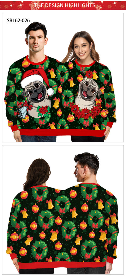 Funny Couple 3D Print Christmas Sweater - Image 3