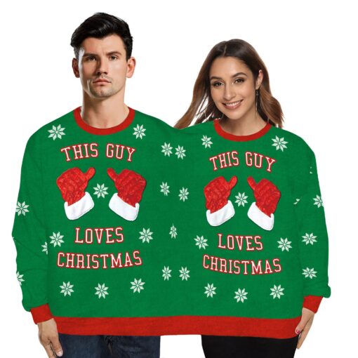 Funny Couple 3D Print Christmas Sweater - Image 5