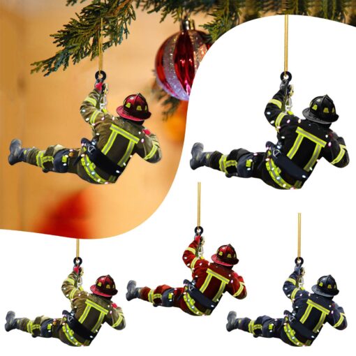 Acrylic Christmas Firefighter Pendant - Image 3