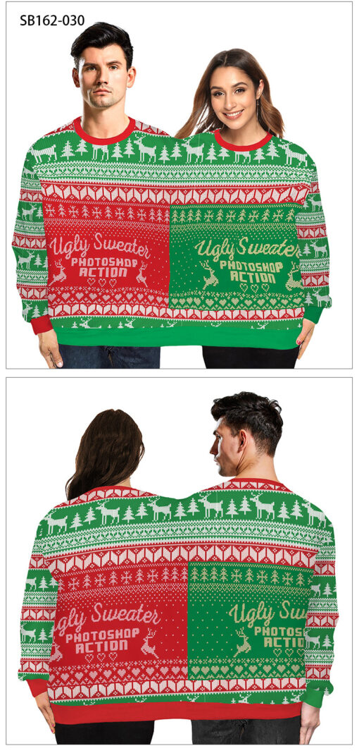 Funny Couple 3D Print Christmas Sweater - Image 7