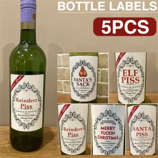 Christmas Funny Bottle Stickers,Christmas Wine Bottle Labels