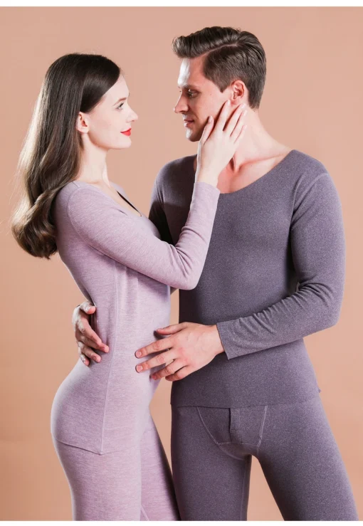 Solid Colour Thermal Underwear Set - Image 7