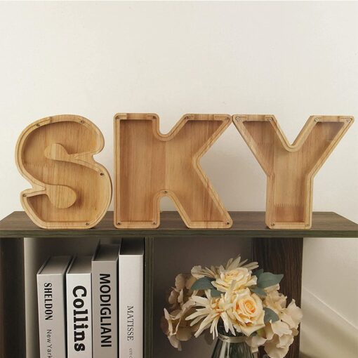 Wood Letter Shaped Planter - Image 2