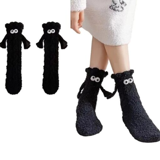 Magnetic Couple Holding Hands Velvet Socks - Image 17