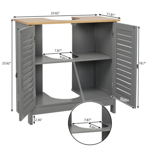 Modern Double Shutter Door MDF Spray Paint Bathroom Sink Cabinet - Image 22