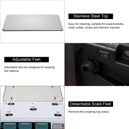 Digital Price Computing Scale for Vegetable UK Plug Silver & White - Image 3