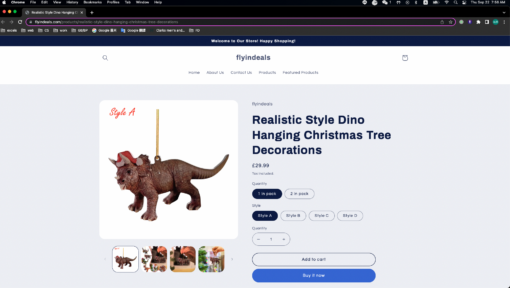 Realistic Style Dino Hanging Christmas Tree Decorations