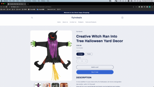 Creative Witch Ran Into Tree Halloween Yard Decor - United Kingdom