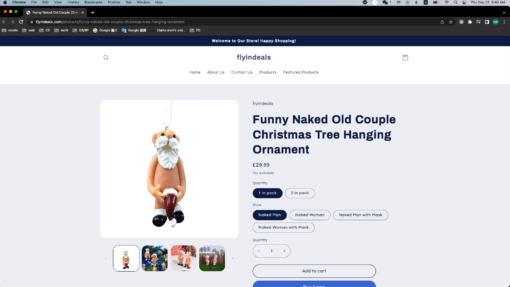 Funny Naked Old Couple Christmas Tree Hanging Ornament - United Kingdom - Image 2