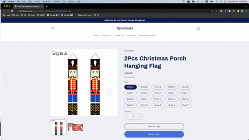 2Pcs Christmas Porch Hanging Flag - United Kingdom