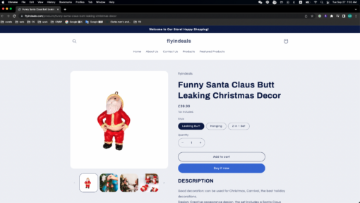 Funny Santa Claus Butt Leaking Christmas Decor - United Kingdom