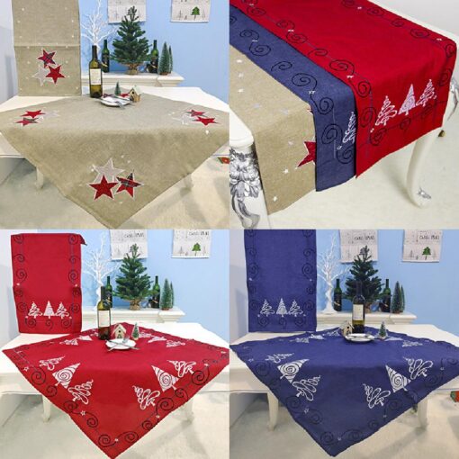 #xmas Embroidery Style Linen Christmas Table Runner - United Kingdom