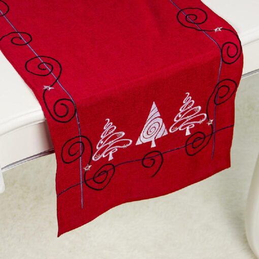 #xmas Embroidery Style Linen Christmas Table Runner - United Kingdom - Image 11