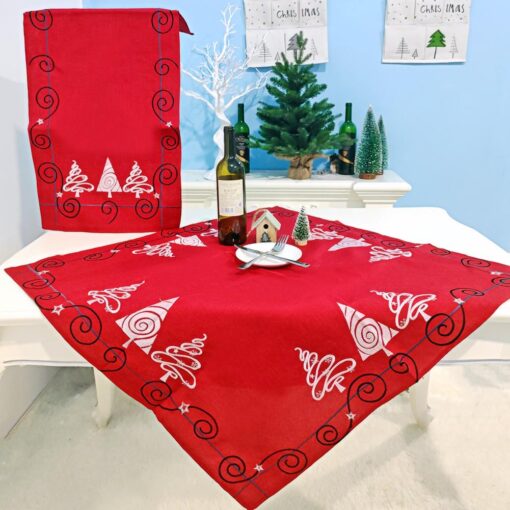 #xmas Embroidery Style Linen Christmas Table Runner - United Kingdom - Image 12