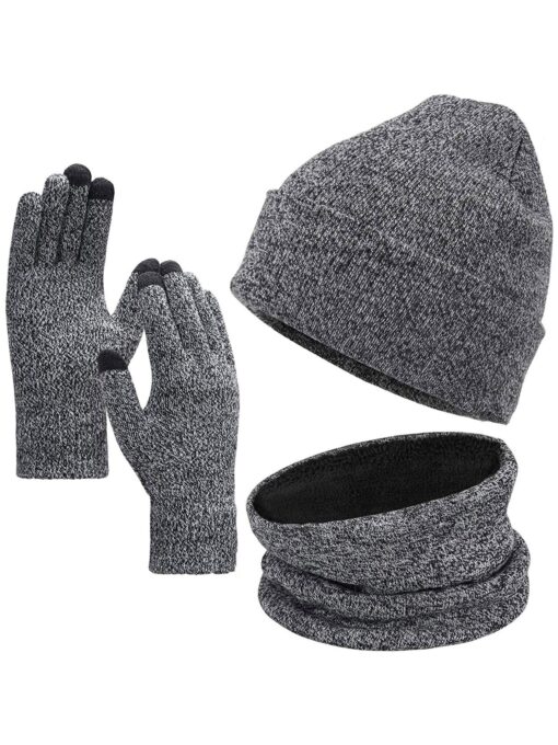 3PCS Beanie Scarf Touch Screen Glove Set - United Kingdom - Image 9