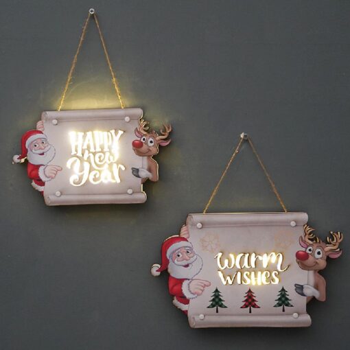 LED Wooden Christmas Door Sign - United Kingdom